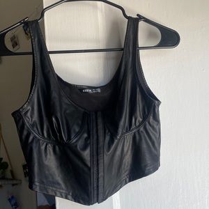 Faux leather corset bustier crop top